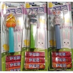 3 Easter Pez With 3 Refills Each Don't Expire Tell 10/26/28.  Chick , 2 Bunnys